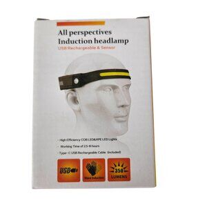 2 Pack LED USB Rechargeable 230° Wide Beam Induction Headlamp W/ Motion Sensors